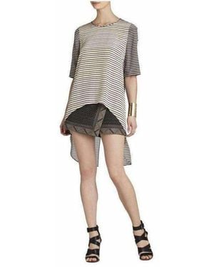 BCBGMAXAZRIA Silk Caterina Split Back Top - Gray