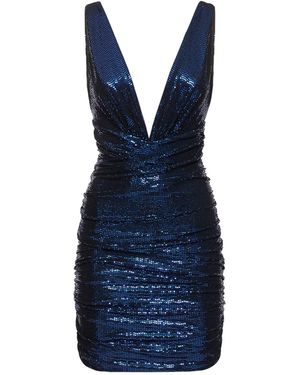 Alexandre Vauthier Sequinned V-neck Mini Dress - Blue