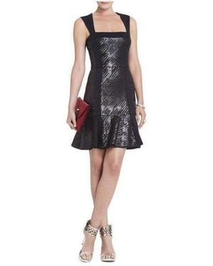 BCBGMAXAZRIA Noelle Fitted Sequin Flounce Dress - Black