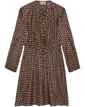 Gucci Interlocking G Chain Print Silk Dress - Brown