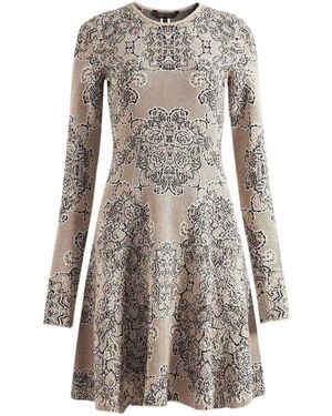BCBGMAXAZRIA Julisa Geometric Jacquard Silk Dress - Brown