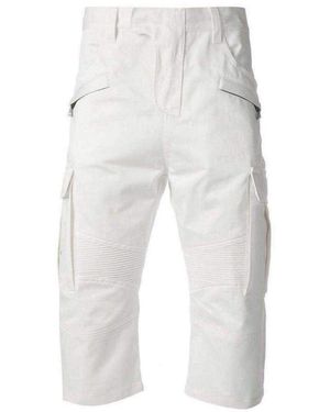 Balmain White Cotton Cargo Biker Shorts