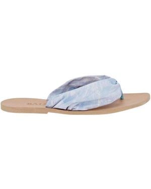 Balmain Blue Leather Thong Flats