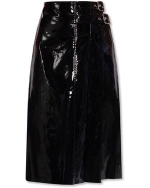 Gucci High Waisted Black Vinyl Midi Skirt