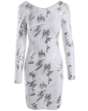 BCBGMAXAZRIA Kamila Long Sleeve Sequin Dress - Grey
