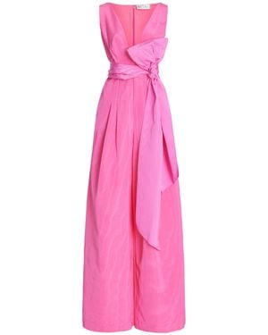 Oscar de la Renta Cotton-blend Jumpsuit With Belt Details - Pink