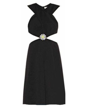 Christopher Kane Black Daisy Cut-away V-neck Dress