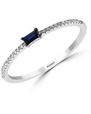 Effy Royale Bleu Sapphire Diamond Ring 14k White Gold
