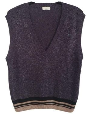 Dries Van Noten Purple Lurex V-neck Sleeveless Top - Blue