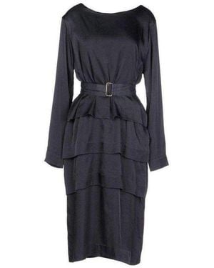 Dries Van Noten Navy Cotton Blend Layered Dress - Blue
