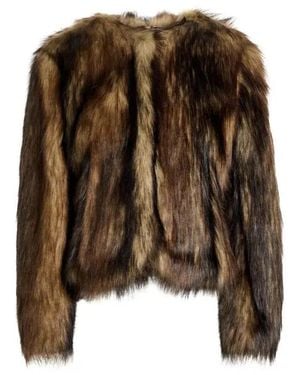 Simone Rocha Sculpted Faux Fur Fray Jacket - Brown