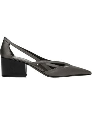 Prada Pointy 55 Cutout Satin Court Shoes - Brown