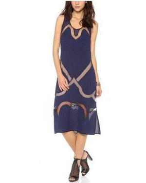 BCBGMAXAZRIA Magdalena Silk Sheer Insert Dress - Blue