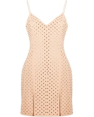 David Koma Crystal Embellished Mini Dress - Natural