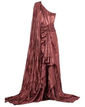 Gucci One Shoulder Asymmetric Lame Gown - Red