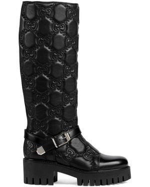 Gucci GG Matelassé Lug Sole Boots - Black