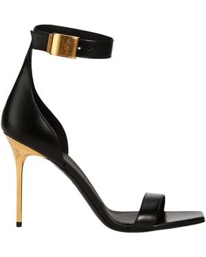 Balmain Black Leather Uma Stiletto Sandals