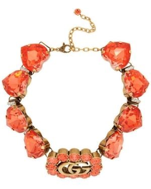 Gucci GG And Heart Crystal-embellished Choker - Multicolour