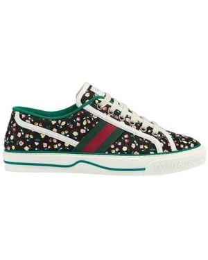 Gucci Tennis 1977 Floral Low Top Sneaker - Green