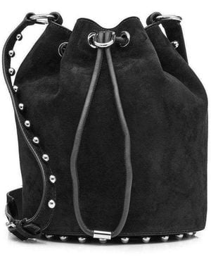 Alexander Wang Suede Alpha Bucket Bag Us - Black