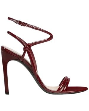 Gucci Burgundy Strappy Patent Leather Sandals With Knot Detail - Multicolour