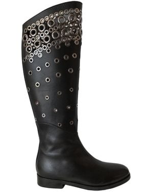 Alaïa Knee High Leather Boots - Black