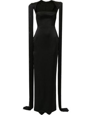 Alex Perry Dallas Fringed-sleeve Gown - Black