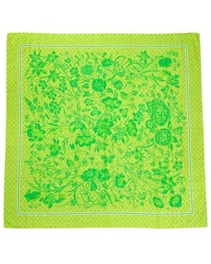 Gucci GG Supreme Floral Print Silk Scarf - Green