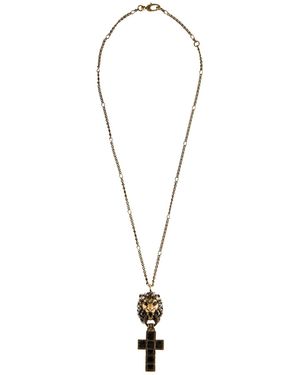 Gucci Lion Head Pendant Necklace - Metallic