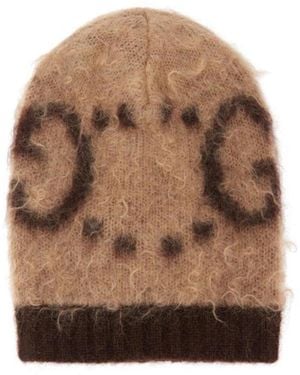 Gucci GG Mohair Knitted Beanie - Brown