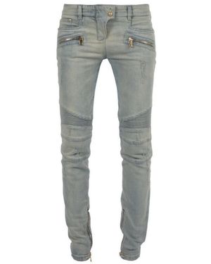 Balmain Light Distressed Bikerjeans Fr 40 (us 10) - Grey