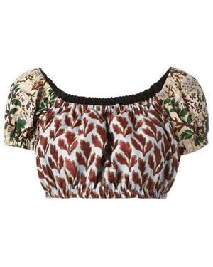 Philosophy Di Lorenzo Serafini Leaves Print Cropped Top - Multicolour