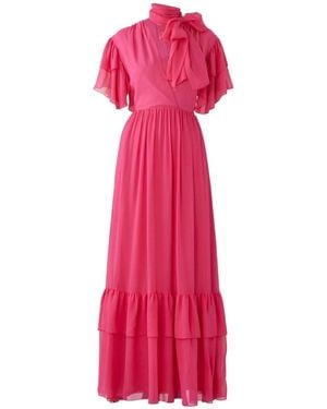 Gucci Pink Ruffle Silk Georgette Maxi Dress