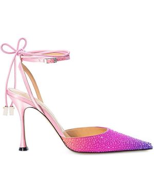 Mach & Mach Crystal Embellished Sandals In Ombre Satin - Pink