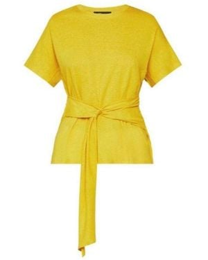 BCBGMAXAZRIA Linen Jersey Wrap Top - Yellow