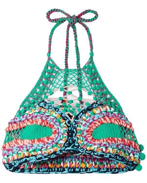 Etro Cropped Crocheted Halterneck Top - Blue