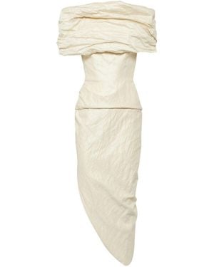 Maticevski Amber Draped Cotton Midi Dress Pearl Crush - Natural