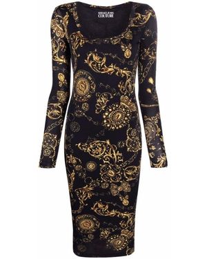 Versace Jeans Couture Baroque Print Midi Dress - Black