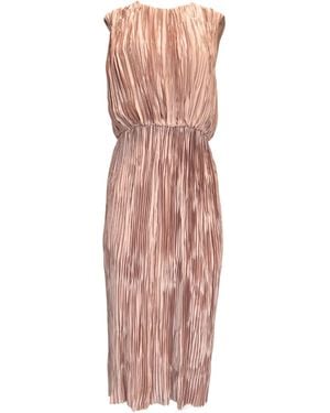 Gucci Plissé Poly Satin Midi Dress - Brown