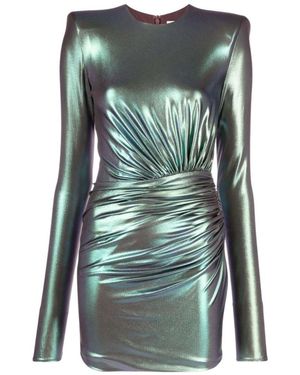 Alexandre Vauthier Iridescent Mini Ruched Dress - Green