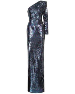 Alex Perry Tallon Sequin One Sleeve Gown - Blue