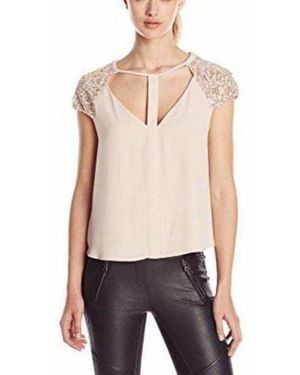 BCBGMAXAZRIA Sierra Woven Burnout Top - Natural