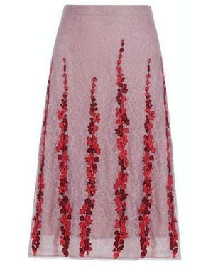 BCBGMAXAZRIA Floral Embroidered Midi Skirt