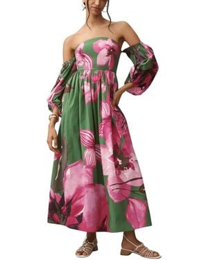 Anthropologie Off-the-shoulder Floral Printed Maxi Dress - Multicolour