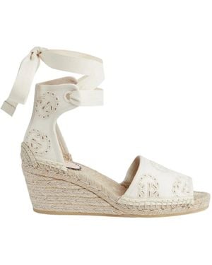 Gucci Interlocking G Platform Espadrilles In Ivory Canvas Ribbon Tie - White