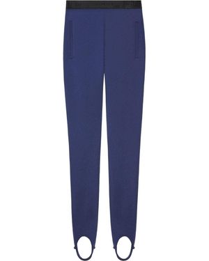Gucci Logo Waistband Stirrup Leggings In Blue