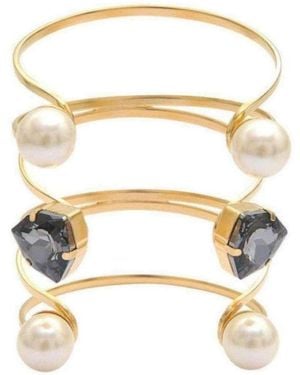 Helene Zubeldia Gold Swarovski Crystal Pearl Cuff Bracelet - Metallic