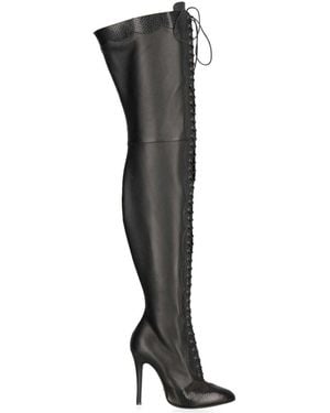 Gucci Harriet Leather Over The Knee Boots - Black