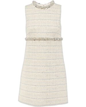 Valentino Crystal-trim Sequinned Tweed Mini Dress - Natural