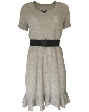BCBGMAXAZRIA Grey Ruffle Cashmere Blend Dress